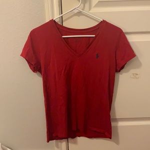 Red polo vneck
